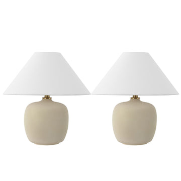 Delphi 18.25" Minimalist Scandinavian Resin/Iron LED Table Lamp - JONATHAN Y